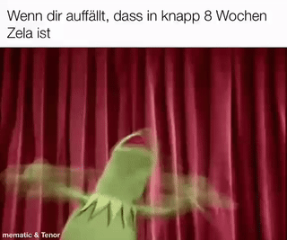 Wenn dir auffällt, dass in knapp 8 Wochen Zela ist: Kermit wedelt wild freudig mit seinen Armen durch die Gegend.