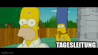 Marge Simpson ("Die Tagesleitung"), schaut auf Homer ("Unsere drei Helden während der Reflexion"), in Homers Kopf Tanzt ein Affe.